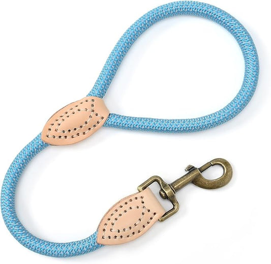Mile High Life Short Dog Leash, Short Leash for Large Dogs, Reflective Dog Lead with w Leather Tip, Heavy Duty Leash for Large and Medium Dogs Training and Walking(Green, 18 Inch)