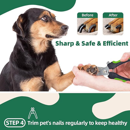KUEIOX Pet Grooming Kit - 7 PCS Green Deshedding Brush Set with Undercoat Rake, Slicker Brush, Bath Brush & Nail Clipper for Short & Long-Haired Dogs and Cats