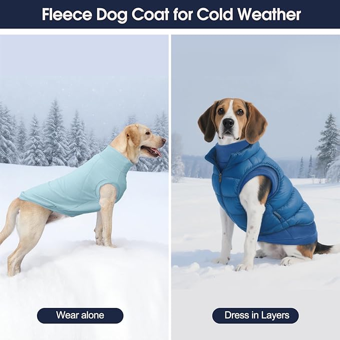 IECOii 2 Pack 4XL Warm Fleece Dog Coats for Doberman - Stretchy Winter Sweaters for Large Dogs, Soft Sweatshirts for Cold Weather Walking, Hiking, Machine Washable (Size 4XL, Dark Brown & Light Brown)