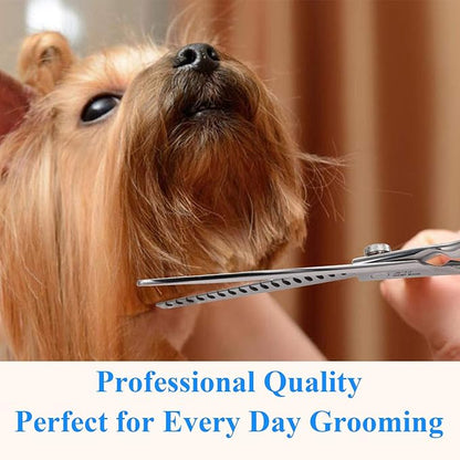 JASON Left Handed 7" 18-Tooth Texturising Dog Grooming Chunkers Scissor, Ergonomic Cats Grooming Shears Pets Trimming Kit with Offset Handle, Sharp, Comfortable Shear Christmas Gift