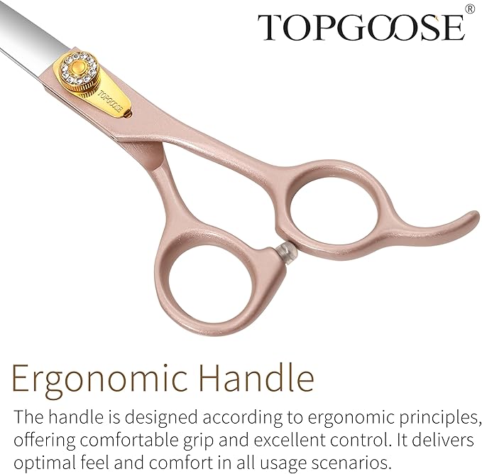 TOPGOOSE 7.5'' Dog Straight Scissors for Grooming 440C Stainless Steel Rose Gold Professional Pet Trimming Scissors Sharp Blades Cutting for Dogs and Cats Shears (Rose Gold, Straight)