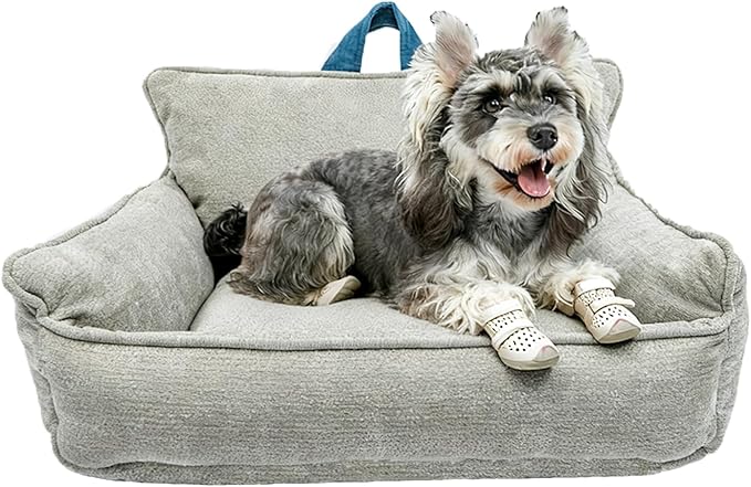 RAFASAFA Small Dog Bed, Washable Pet Bed with Removable Cover, with Sides, Carry Handle & Side Pockets .Plush Chenille Orthopedic Pet Bed Couch for Small Breed Dogs & Cats Calming