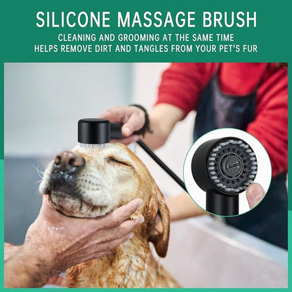 3 Mode Dog Shower Attachment, High Pressure Handheld Sprayer with ON/OFF Switch, G1/2" Metal Shower Diverter, 86 Inches Stainless Steel Hose, No Drill Hook, for Indoor Pet Bathing and Washing