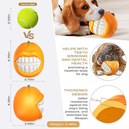 TLKNG Large Size Orange Squeaky Dog Toy for Medium/Large Dogs Breed Aggressive Chewers Durable Bouncy Squeak Ball