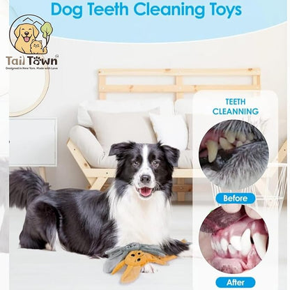 Fennec Fox Dog Toy – Squeaky & Crinkle Plush – No Stuffing Chew Toy for Small Medium Large Dogs Puppies & Seniors – Interactive Safe Soft Toy for Tug Fetch Play – Tail Town