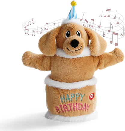 Fuzzwoof Birthday Cake Dog Toy, Singing and Dancing Birthday Songs, Interactive Dog Toys, Plush Stuffed Puppy Toys with Echo Function Feature, Happy Birthday Gift for Dogs