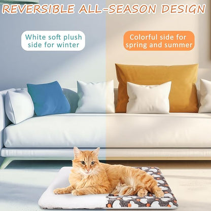 VitalCozy 2 Pack Self Warming Cat Mat Self Heating Pad Bed Reversible Machine Washable Reflects Body Heat Warm Thermal Pet Pad Crate Blanket for Feral and Indoor Cat (Heart,22'' X 18'')