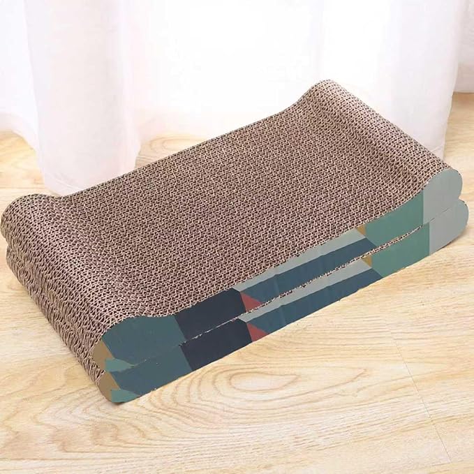 Cat Scratch Board, Bone-Shaped Design cat Scratch pad, Brown Corrugated Cardboard, pet cat Toy, Reversible cat Scratch Toy (2pcs)
