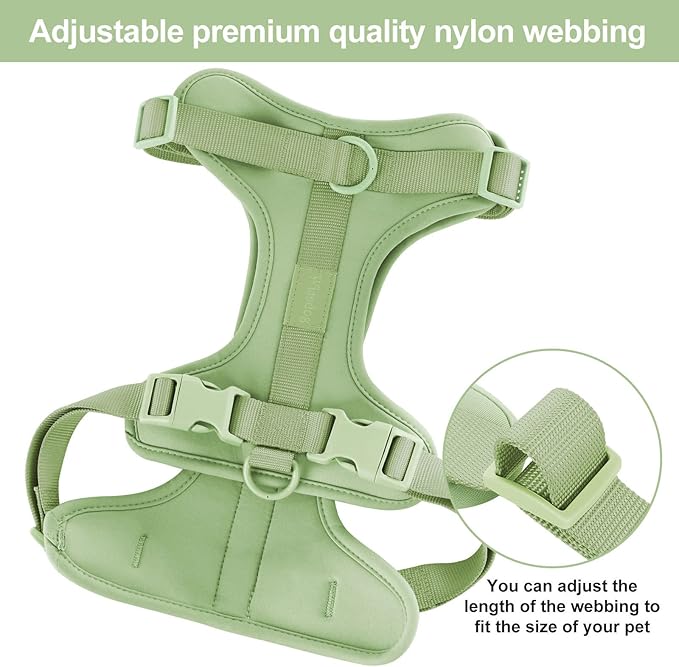Wisedog No Pull Lightweight Dog Vest Harness with Soft and Comfortable Cushion, Breathable Mesh, for Small Medium Large Dogs Walking (L(Neck: 16.15"-20.86";Chest: 24.02"-38.19"), Sage Green)