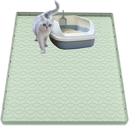 Jacooxi Cat Litter Mat, Silicone Large Cat Mat for Litter Box - 28x22 in, Waterproof & Non-Slip, Durable & Easy Clean, Green