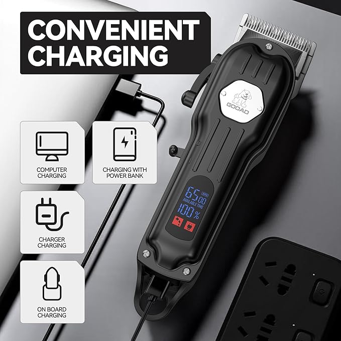 Dog Grooming Kit for Heavy Thick Hair&Coats,Low Noise Dog Hair Trimmer,Rechargeable Cordless Pet Shaver with Stainless Steel Blade, Dog Clippers for Grooming for Small Large Dogs Pets (Black)