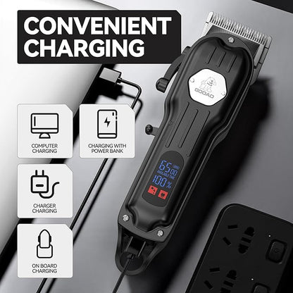 Dog Grooming Kit for Heavy Thick Hair&Coats,Low Noise Dog Hair Trimmer,Rechargeable Cordless Pet Shaver with Stainless Steel Blade, Dog Clippers for Grooming for Small Large Dogs Pets (Black)