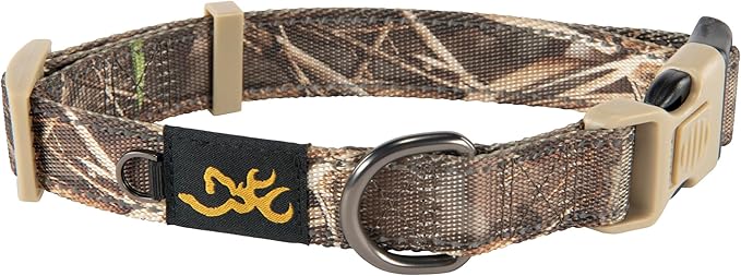 Browning Classic Preformance Webbing Pet Collar, Fully Adjustable, Available in Solid Colors and Camo Patterns, Realtree MAX-7, Medium