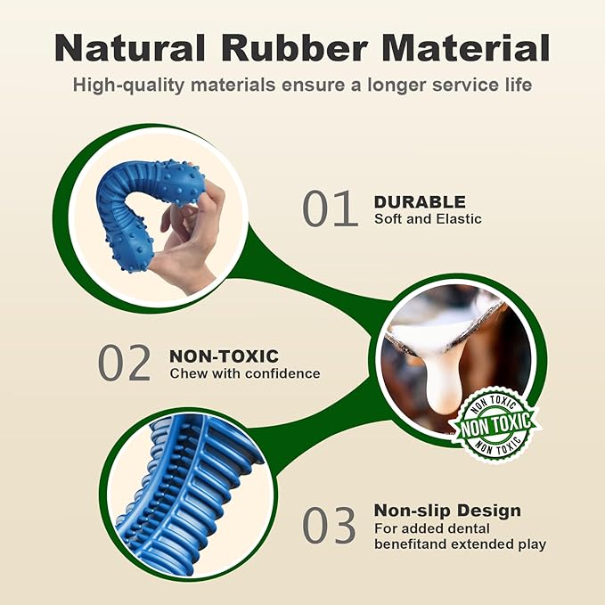 Doudele Dog Toys for Aggressive Chewers, Indestructible Chew Toys for Medium Large Dogs,Durable Rubber Dog Bones with Beef Flavor, Tough Dental Toy for Boredom Relief