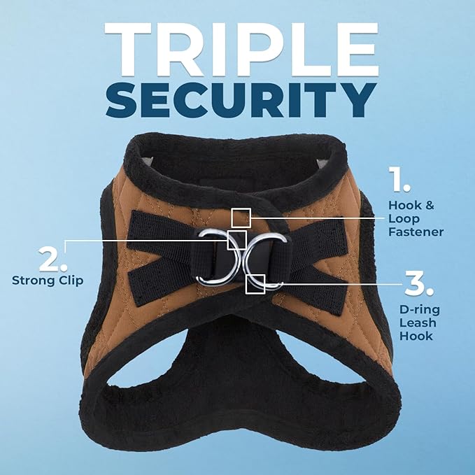 Best Pet Supplies - All Weather Plush, Reflective, No Pull Harness for Small, Medium Dogs, Cats - Secure with Hook & Loop Fastener, Buckle, Double D-Rings - Beige Plush, S