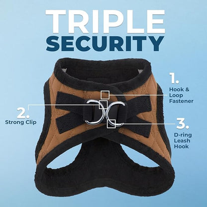 Best Pet Supplies - All Weather Plush, Reflective, No Pull Harness for Small, Medium Dogs, Cats - Secure with Hook & Loop Fastener, Buckle, Double D-Rings - Beige Plush, XS
