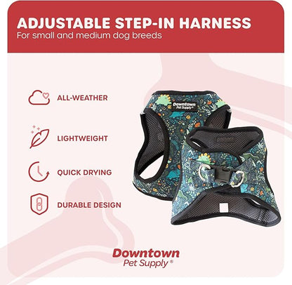 Downtown Pet Supply Step-in Dog Harness – No Pull, Adjustable Padded Mesh with Reflective Trim, Secure Buckle Strap – Comfortable & Breathable Small Dog Harness, X-Large, Dinosaur