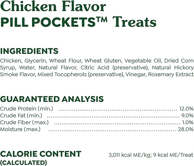 Greenies Pill Pockets for Dogs, Small Size Soft Dog Treats, Chicken Flavor, 3.2 oz. Pouch
