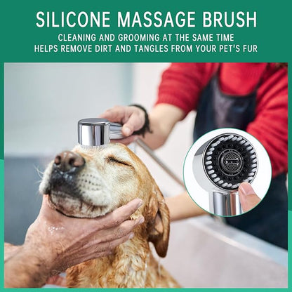 3 Mode Dog Shower Attachment, High Pressure Handheld Sprayer with ON/OFF Switch, Metal Shower Diverter, 118 Inches Stainless Steel Hose, No Drill Hook, for Indoor and Outdoor Pet Bathing and Washing