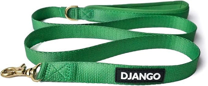 DJANGO Adventure Dog Leash – Strong, Comfortable, and Stylish Dog Leash with Solid Brass Hardware and Padded Handle - Designed for Outdoor Adventures and Everyday Use (Forest Green)