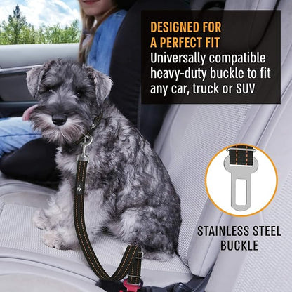 Active Pets Orange Car Seat Belt for Dogs, Attaches to Harness & Collar, Adjustable 18" - 24" Travel Restraint System Fits Small - Large Pups for Safety & Comfort, Essential Pet Supplies & Accessories