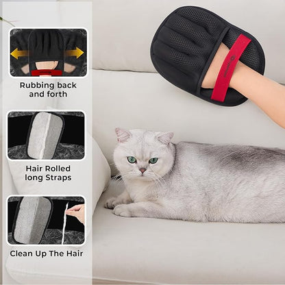 2PC Pet Hair Removal Gloves - Pet Hair Remover Gloves, Upgraded Pet Hair Removal Gloves for Cats & Dogs, Five Finger Electrostatic Reusable Magic Brush for Carpet Clothing Laundry Couch & Car Seat