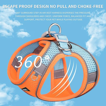 AIITLE Small Harness for Puppy with A Leash - Dog Vest Harness with Super Breathable Mesh, Reflective No-Pull Pet Harness for Outdoor Walking, Running for Small Dogs, Cats Orange XXS