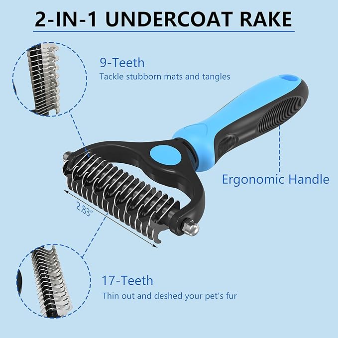 EAFBAO Extra Long Pin Brush for Large Dogs, Remove Loose Fur and Tangles; 5-in-1 Dog Grooming Brush for Long Haired Dogs&Cats