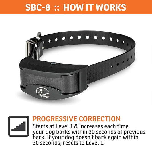SportDOG NoBark SBC-8 - Lightweight Progressive Bark Correction Collar - Helps Discourage Nuisance Barking - Multiple Static Correction Levels