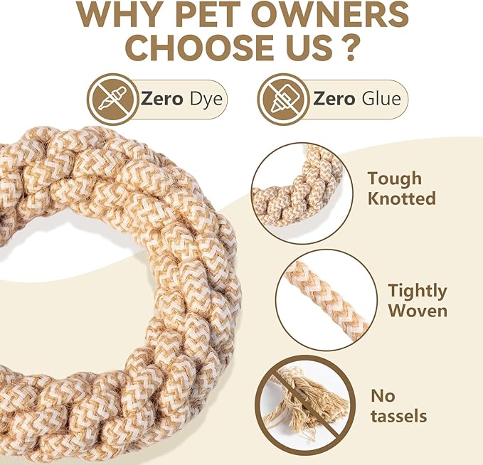 IRRESTRICO Durable Puppy Chew Toys for Teething, Tough Rope Toys for Small and Medium Dogs, Training Chew Rope, L Size