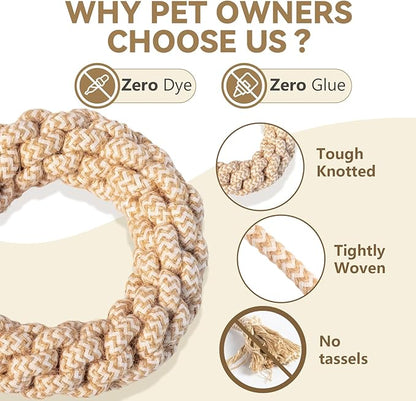 IRRESTRICO Durable Puppy Chew Toys for Teething, Tough Rope Toys for Small and Medium Dogs, Training Chew Rope, L Size
