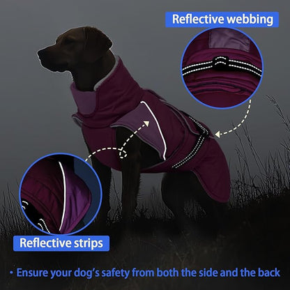 MIGOHI Warm Dog Jacket - Waterproof Small Dog Coat with Furry Collar, Windproof Dogs Fleece Vest, Reflective Cold Weather Coats for Small Dogs, Adjustable Buckle,Poodle,S,Rosepink