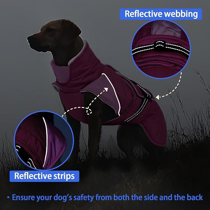 MIGOHI Cozy Small Dog Coat - Reflective Dog Coat for Small Dogs,Fleece Winter Coats Jacket for Dogs with Leash Hole,Snowproof Thick Puppy Clothes,Pomeranian,Chihuahua,XS,Rosepink