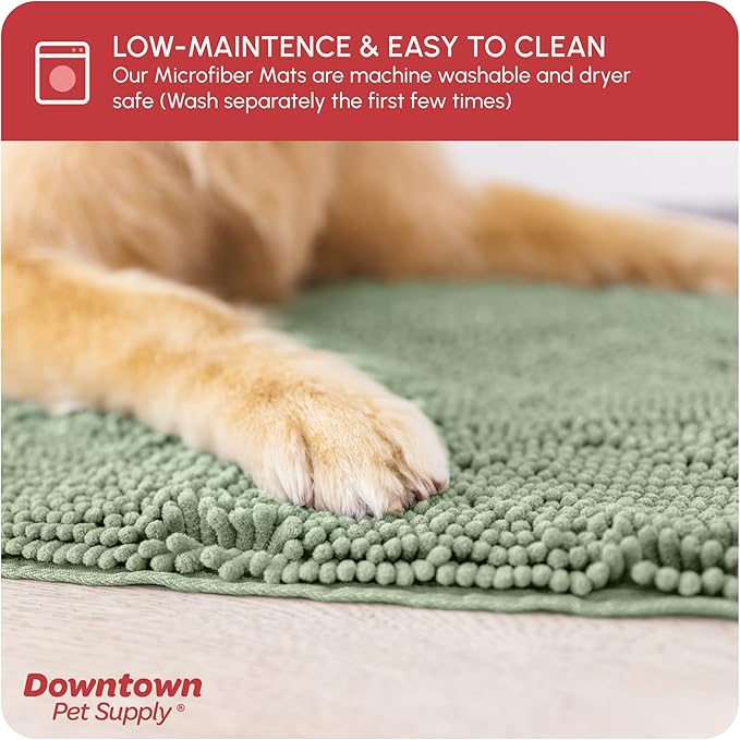 My Doggy Place Dog Mud Mat, 36" x 26" Sage – Thick Microfiber Entry Rug for Snow, Mud & Salt – Absorbent, Quick-Dry, Washer-Safe & Non-Slip, Large