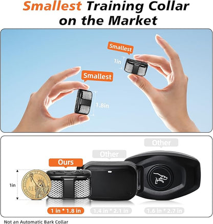 Tiniest Dog Shock Collar, Lightest Dog Training Collar with Remote for Small Dogs 5-15lbs & Medium Large Dogs/Puppies, Waterproof, Rechargeable, 1300ft Range (White Black Dot&Ultra Tiny)