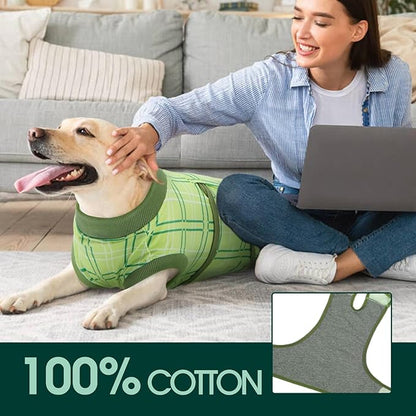 Kuoser Dog Recovery Suit for Female Male Dogs, Post-Surgery Bodysuit for Spay Neuter, Dog Onesie After Surgery, Anti-Licking Pet Surgical Recovery Suit, Green L