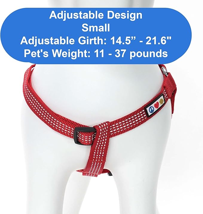 Pawtitas Reflective Step-in Dog Harness – Adjustable No-Pull Vest for Puppies to Seniors, Safe & Comfortable, S Red