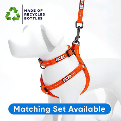 Pawtitas Recycled Reflective Step-in Dog Harness – Adjustable No-Pull Vest for Puppies to Seniors, Safe & Comfortable S Orange