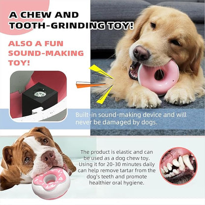 TLKNG Large Size Donut Squeaky Dog Toy for Medium/Large Dogs Breed Aggressive Chewers Durable Bouncy Pink Squeak Toys