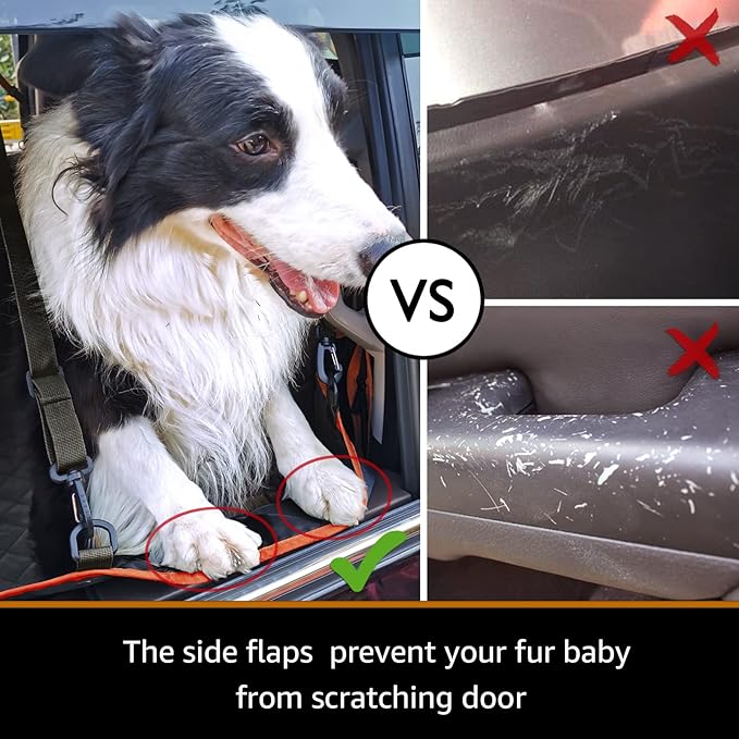 iBuddy Floor Truck Seat Cover for Dogs with Flip Up Rear Seats Truck Pet Hammock Protects Vehicle from Hair, Scratches and Dirt, Back Seat Cover Fits Full Size Pickup Truck Ford F150 F250 Silverado