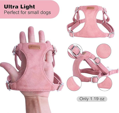 Dog Harness and Leash Set, XXS No Pull Adjustable Puppy Harness with Multifunction Pink Dog Leash and Dog Collar, Soft No Choke Escape Proof Pet Harness Vest for Small Dogs and Cats (Red, S)