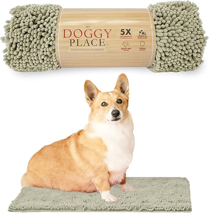 My Doggy Place Dog Mud Mat, 18" x 24" Oatmeal – Thick Microfiber Entry Rug for Snow, Mud & Salt – Absorbent, Quick-Dry, Washer-Safe & Non-Slip, Small
