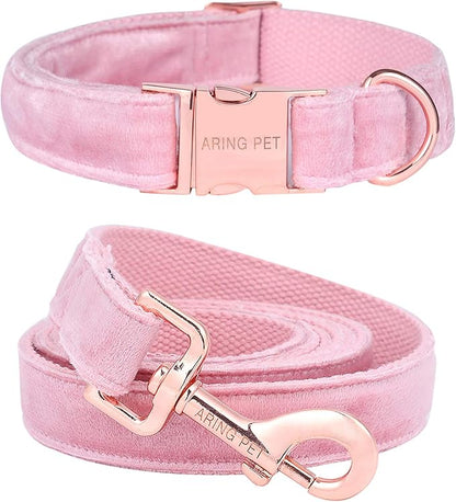 ARING PET Dog Collar and Leash, Velvet Dog Collar and Leash Set, Soft & Comfy, Adjustable Collars for Dogs