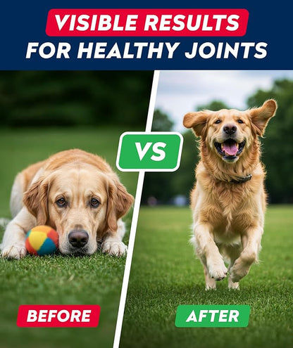 Glucosamine Treats for Dogs - Joint Supplement w/ Omega-3 Fish Oil - Chondroitin, MSM - Advanced Mobility Chews - Joint Pain Relief - Hip & Joint Care - Peanut Butter Flavor - 180 Ct - Made in USA