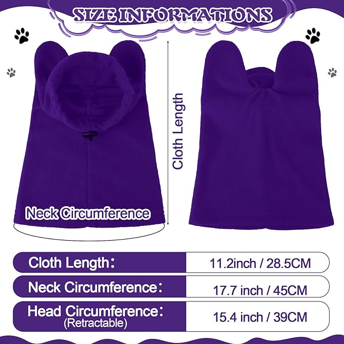 Clysee Winter Dog Hats Quiet Ears for Dogs Ear Muffs Pet Neck Warmer Scarf Hoodie Noise Protection Cover Beanie Head Wrap Costume for Pet Dog Cats(Purple,S)