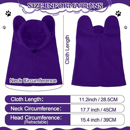 Clysee Winter Dog Hats Quiet Ears for Dogs Ear Muffs Pet Neck Warmer Scarf Hoodie Noise Protection Cover Beanie Head Wrap Costume for Pet Dog Cats(Purple,S)