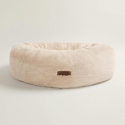 UnHide Floof Pet Bed - XL (40"x14") - Extra Soft Dog Bed - Removable Faux Fur Cover - Machine Washable - Helps Ease Pet Anxiety & Provides The Perfect Sleep, Beige