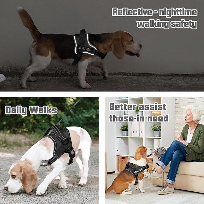 AUROTH Dog Harness No Pull Soft Padded Service Dog Vest, No Choke, Easy On Pet Vest with Handle, Adjustable Reflective Dog Harness for Small, Medium and Large Dogs, Easy Walking and Training