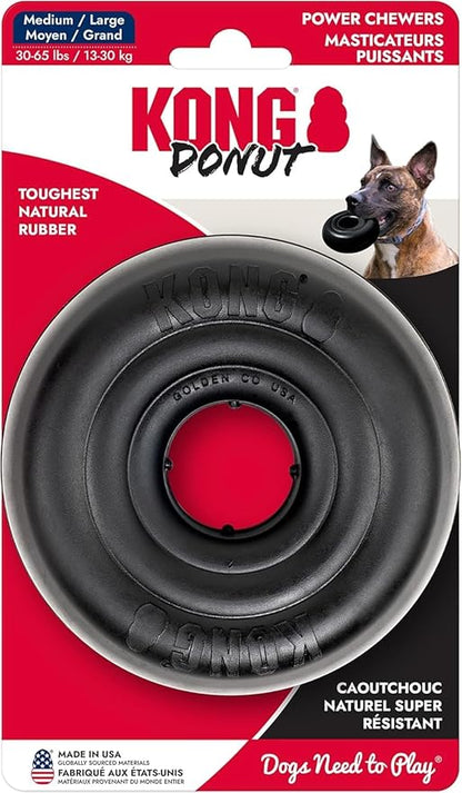 KONG Extreme Donut Dog Toy – Toughest Durable Natural Rubber Chew Toy for Power Chewers – Safe on Teeth & Gums, Fun Bounce & Roll for Indoor and Outdoor Play (Medium/Large)