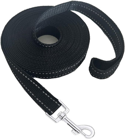 Nylon Training Dog Leash for Small Medium Dogs, 15ft 20ft 30ft 50ft 100ft Reflective Long Leash Dog/Puppy Lead for Obedience Recall Training, Camping